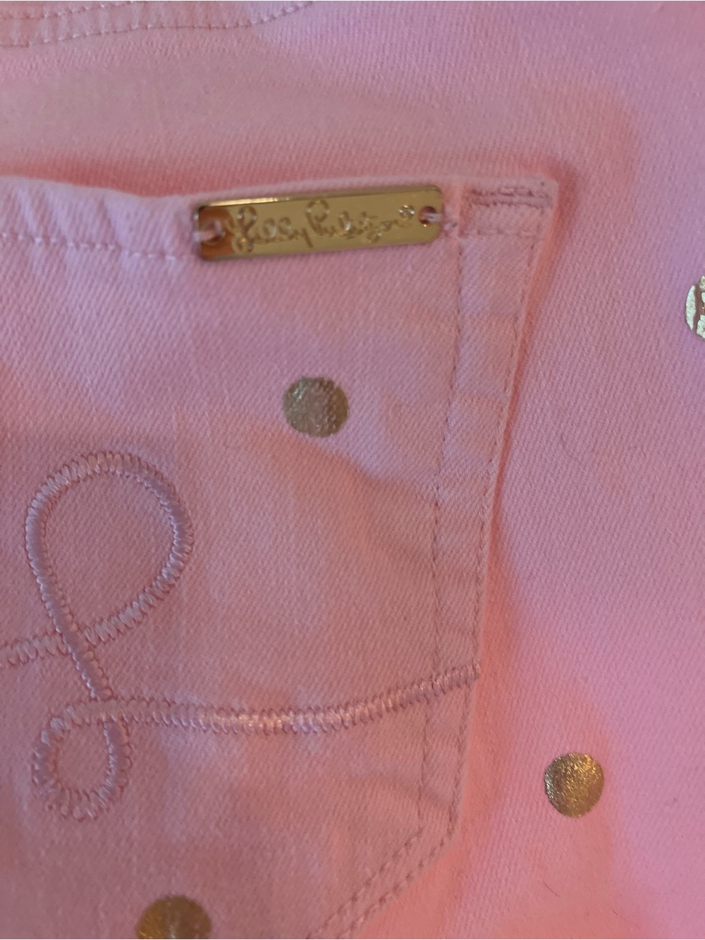 Lilly Pulitzer Pastel Pink Straight-Leg Jeans with Gold Dot Accents - Picture 3 of 5